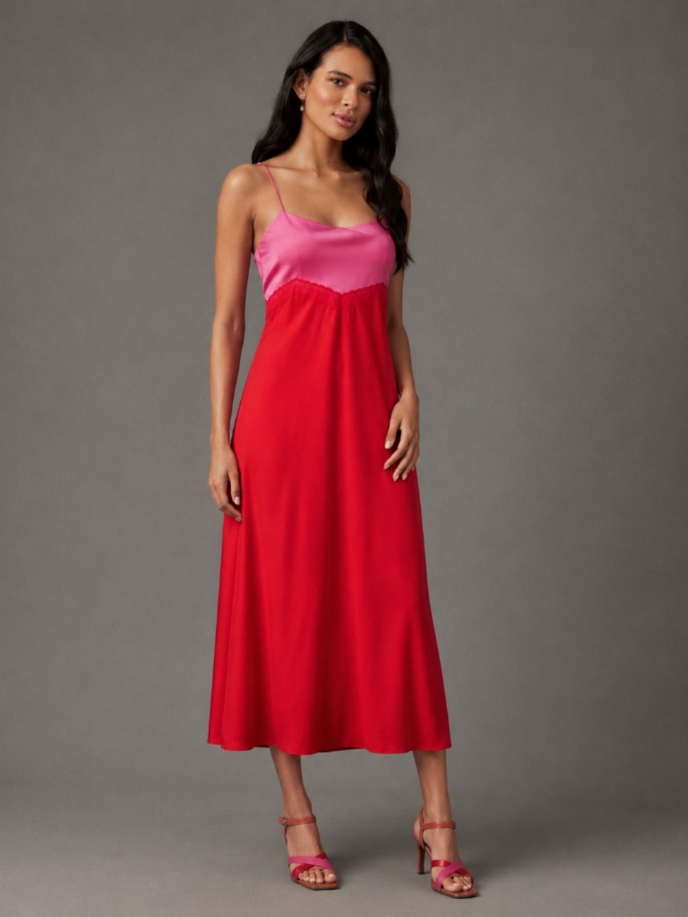 NWT Gianni Bini × DANNIJO Helena Satin Two-Tone Color Block Sleep Dress